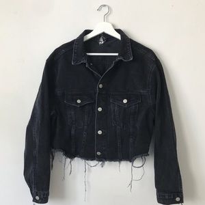 Brandy Melville Cropped Denim Jacket (Black)